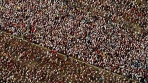 overhead view of new york city marathon race start