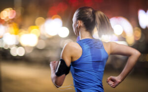 woman running at night