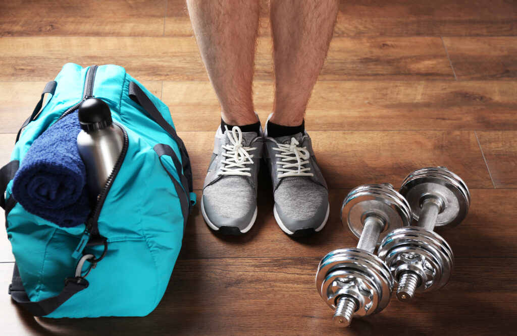 running shoes and weights